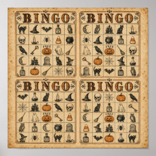 Oude Halloween Bingo Kaarten Poster
