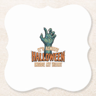 Oude Halloween Binnen Mijn Hart Monster Hand Ontwe Kartonnen Onderzetters