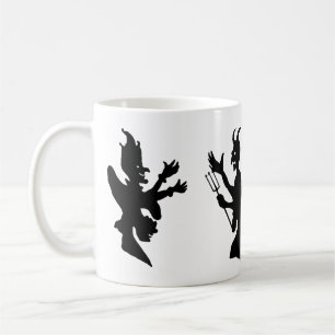 Oude Halloween-demon duivel silhouetten Koffiemok