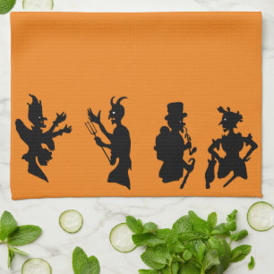 Oude Halloween-demon duivel silhouetten Theedoek