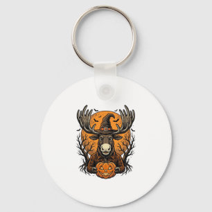 Oude Halloween Eland Pompoen Heksenhoed Shirt_1 Sleutelhanger