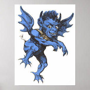 Oude Halloween, eng kwaadaardig gargouille-demon Poster