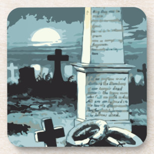 Oude Halloween, enge begraafplaats met graven Onderzetter