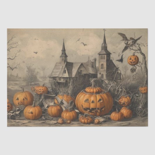 Oude Halloween Ephemera Tissuepapier (Voorkant)