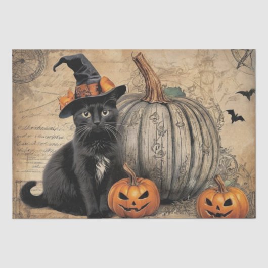 Oude Halloween Ephemera Tissuepapier (Voorkant)