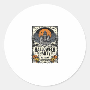 Oude Halloween-feest Geen Streken Alleen Snoepjes  Ronde Sticker