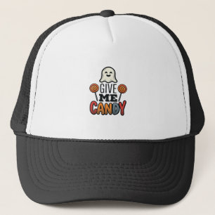 Oude Halloween Geef Me Snoep Geest T-Shirt Ontwerp Trucker Pet