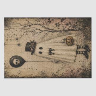 Oude Halloween Geest Decoupage Griezelen Gotisch Tissuepapier