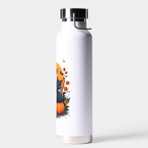 Oude Halloween Geest met Zwarte Kat Groovy F Waterfles