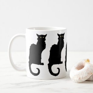Oude Halloween, griezelige Art Nouveau Zwarte Kat Koffiemok