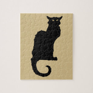 Oude Halloween, griezelige Art Nouveau zwarte kat  Legpuzzel