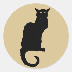 Oude Halloween, griezelige Art Nouveau zwarte kat Ronde Sticker