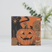 Oude Halloween griezelige pompoen Feestdagenkaart (Staand voorkant)