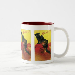Oude Halloween Heks en Kat Tweekleurige Koffiemok