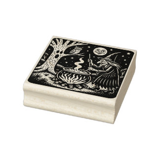 Oude Halloween Heks en Ketel Stempel