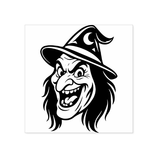 Oude Halloween Heks Rubber Stempel (Afrduk)