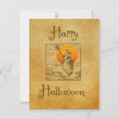 Oude Halloween Heks Vakantiekaart Feestdagenkaart (Voorkant)