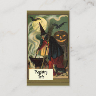 Oude Halloween Heksen Bruiloftsfeest Informatiekaartje