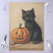 Oude Halloween Kat Decoupage Tissuepapier (Craft)