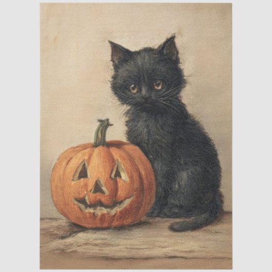 Oude Halloween Kat Decoupage Tissuepapier (Voorkant)