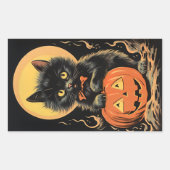 Oude Halloween Kat met Pompoen Rechthoekige Sticker (Voorkant)