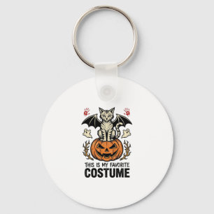 Oude Halloween Kat Pompoen Kostuum Shirt Ontwerp Sleutelhanger