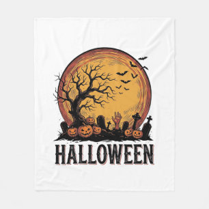 Oude Halloween Kerkhof Vleermuis Maan Kunst_1 Fleece Deken