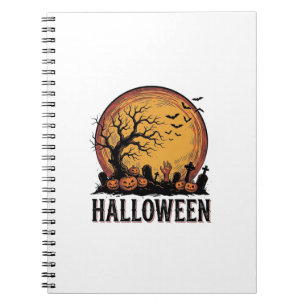 Oude Halloween Kerkhof Vleermuis Maan Kunst_1 Notitieboek