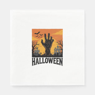 Oude Halloween Kerkhof Zombie Hand T-shirt Ontwerp Servet