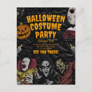 Oude Halloween Kostuumfeest, Bewerkbare Halloween Briefkaart