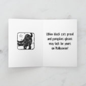 Oude Halloween Maan Heks Groet Kaart (Binnen)