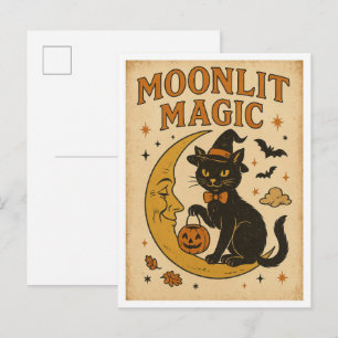 Oude Halloween maanlicht magie Briefkaart