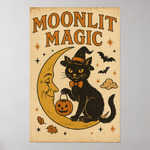 Oude Halloween maanlicht magie Poster