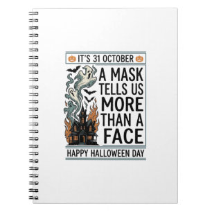 Oude Halloween-masker citaat vectorontwerp_1 Notitieboek