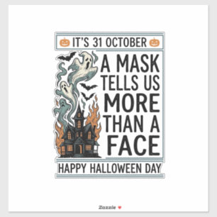 Oude Halloween-masker citaat vectorontwerp_1 Sticker