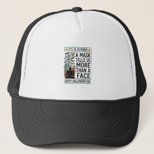 Oude Halloween-masker Citaat Vectorontwerp_1 Trucker Pet