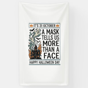 Oude Halloween-maskerquote vectordesign_1 Spandoek