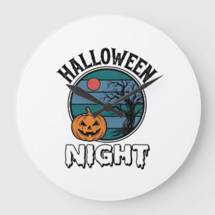 Oude Halloween Nacht Pompoen Boom Shirt Ontwerp_ Grote Klok