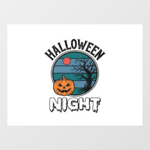 Oude Halloween Nacht Pompoen Boom Shirt Ontwerp_ Raamsticker