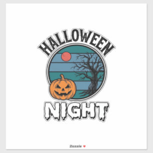 Oude Halloween Nacht Pompoen Boom Shirt Ontwerp_ Sticker