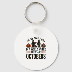 Oude Halloween Oktober Citaat Pompoen Kat Ontwerp Sleutelhanger