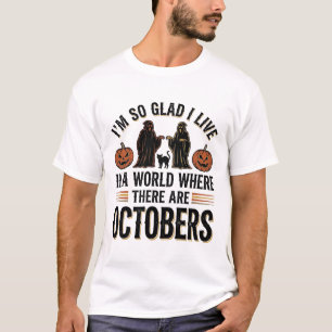 Oude Halloween Oktober citaat Pompoen Kat ontwerp T-shirt