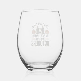 Oude Halloween Oktober citaat Pompoen Kat ontwerp Wijnglas Zonder Voet