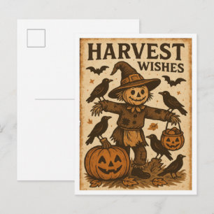 Oude Halloween Oogst Wensen Briefkaart