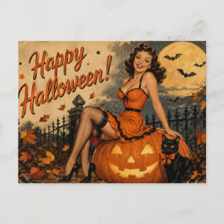 Oude Halloween Pin-up Prentbrief Briefkaart