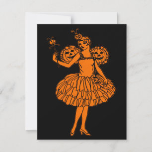 Oude Halloween Pompoen Fee Illustratie Kaart