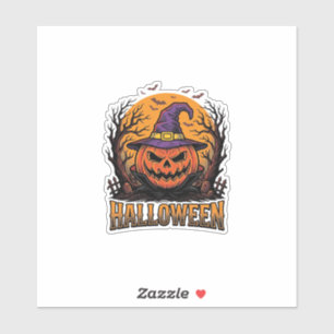 Oude Halloween Pompoen Heks Hoed Grafiek_1 Sticker