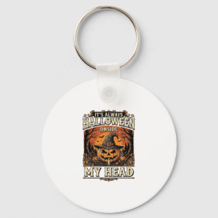 Oude Halloween Pompoen Heks Hoed Shirt Ontwerp_1 Sleutelhanger