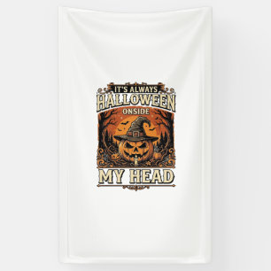 Oude Halloween Pompoen Heks Hoed Shirt Ontwerp_1 Spandoek