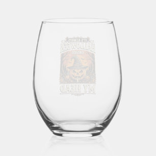 Oude Halloween Pompoen Heks Hoed Shirt Ontwerp_1 Wijnglas Zonder Voet